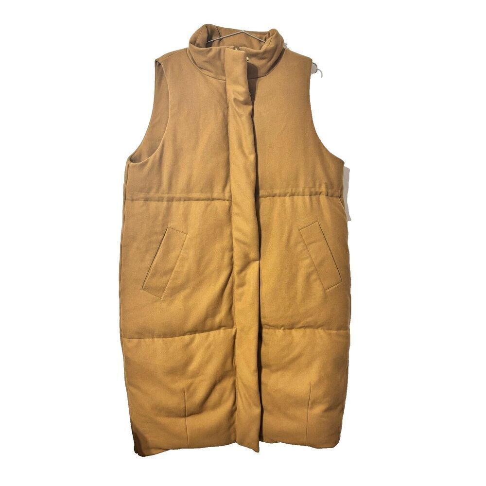Risk Womens Gold Long Waistcoat L Minimalist Modern Longline Vest Chic Layering